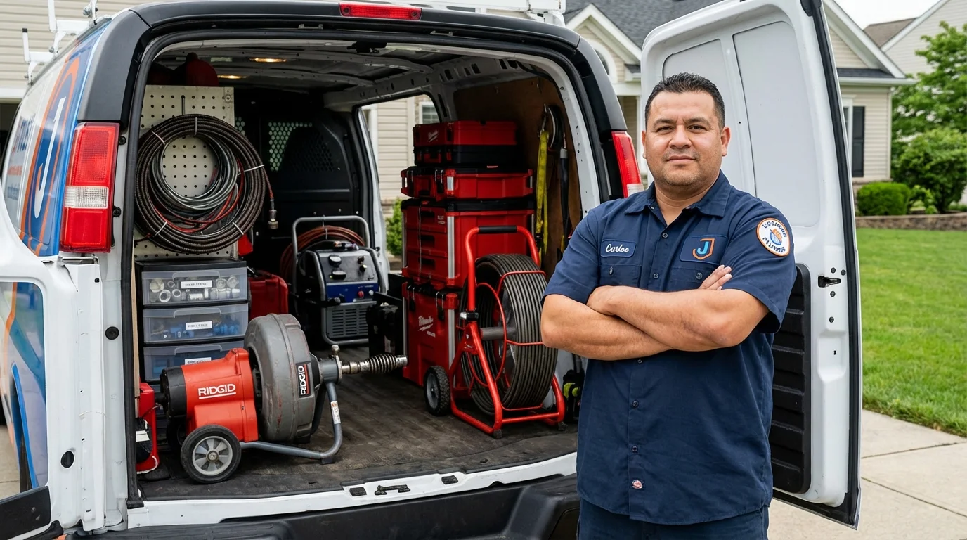 Professional drain cleaning equipment and Johns Plumbing LLC plumber in Reform
