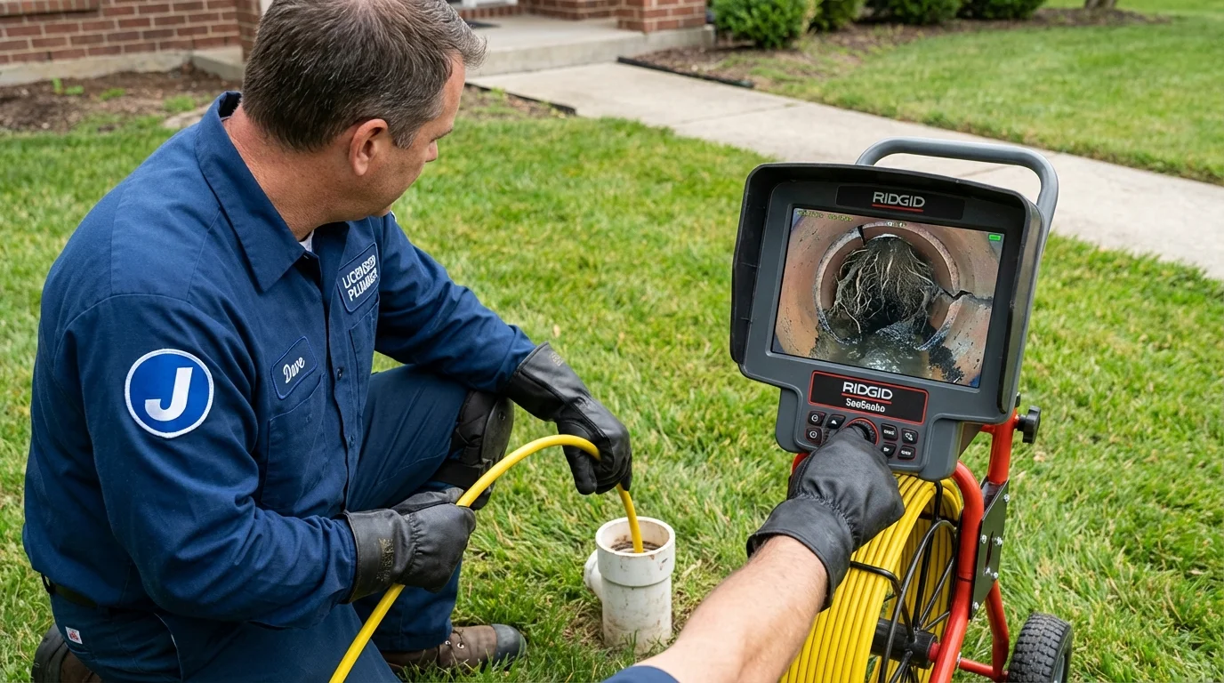 Sewer camera inspection being performed by Johns Plumbing LLC in Reform